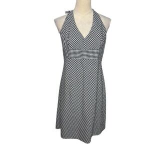 Sisley Black and White Gingham Halter Dress Size Large Rockabilly Pinup